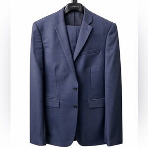 Men’s Express Photographer Slim Fit Suit 42R Blue Wool Blend 34x32 Modern